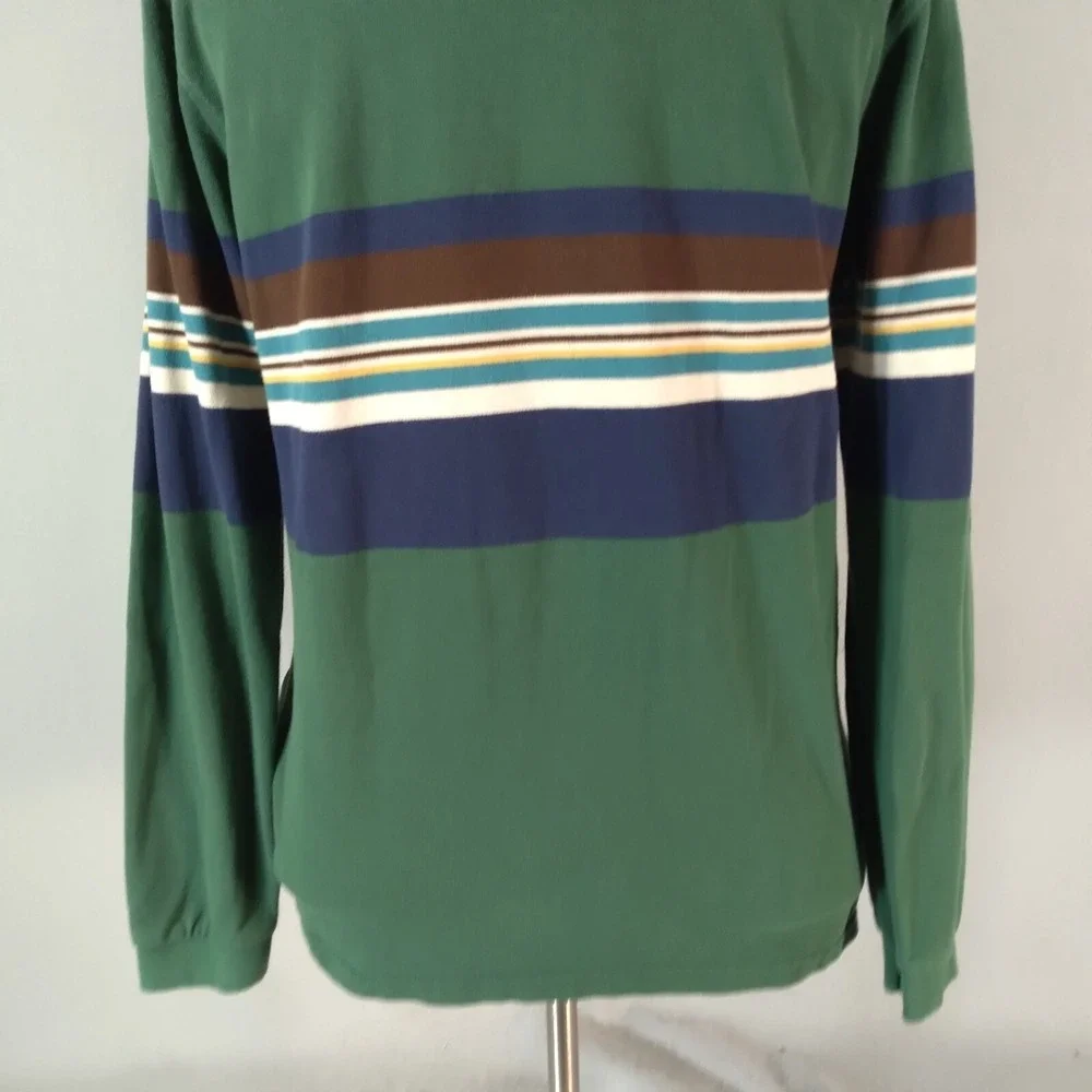 Levi's polo shirt Men's medium long sleeve green cotton retro